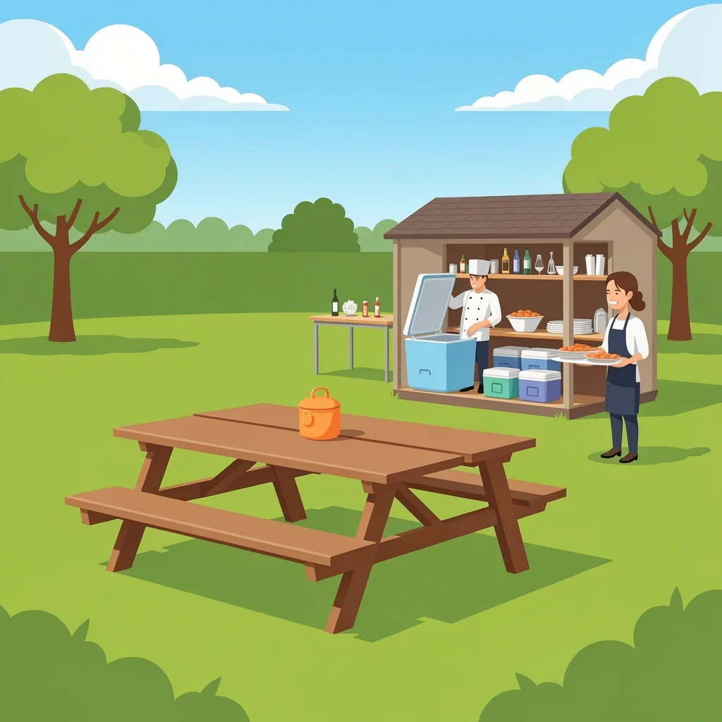 Ideal Self-Catering Venue Backyard wedding venue with kitchen shelter and coolers, ideal for self-catering logistics