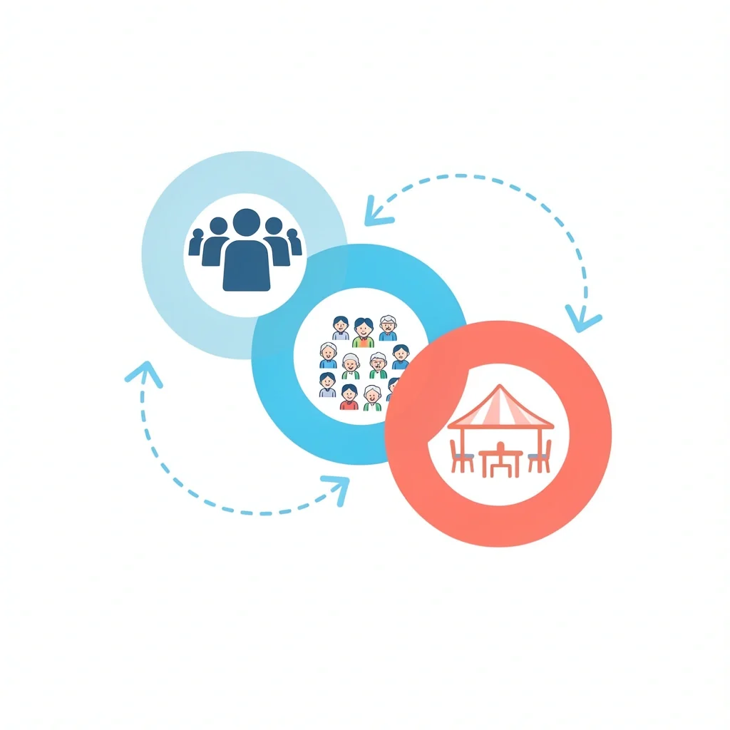 Three overlapping circles with icons representing group size, age diversity, and venue setup for choosing bridal shower games