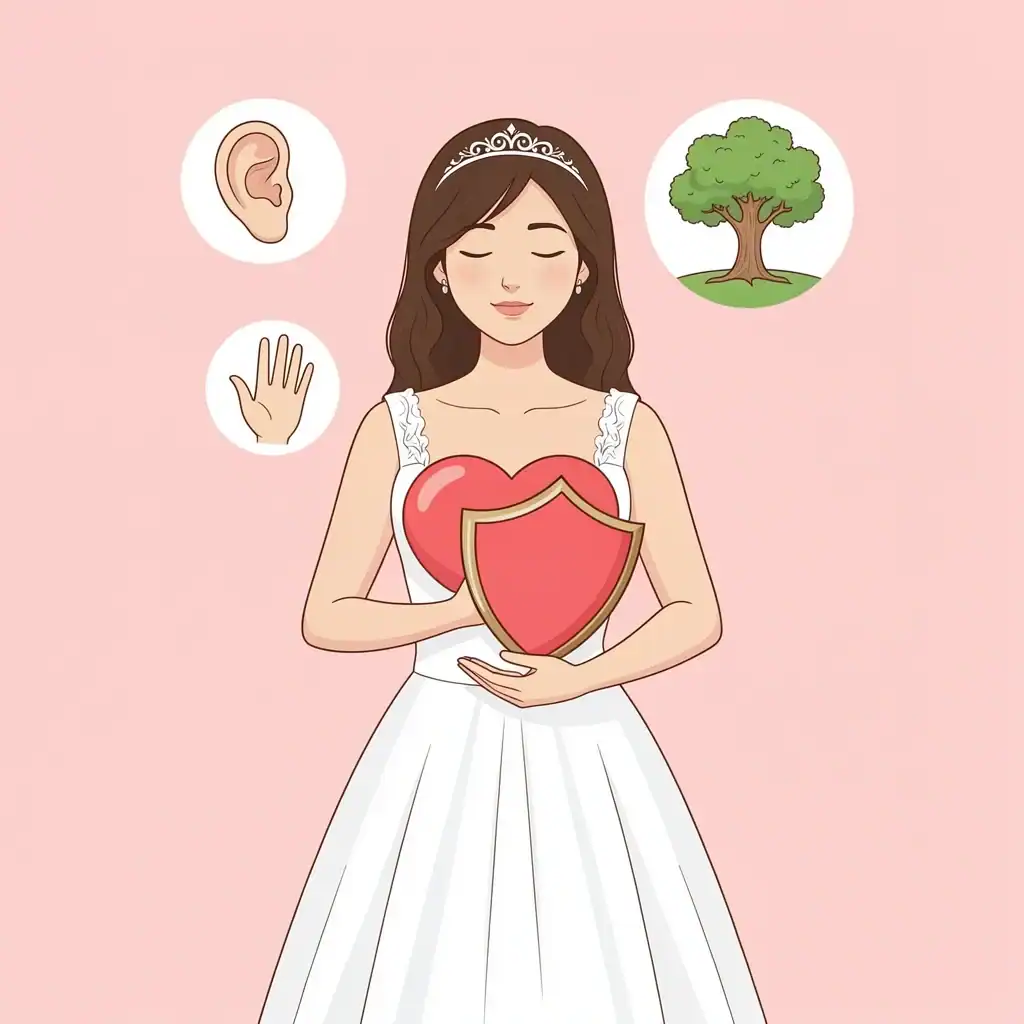 Bridesmaid with emotional support tools like listening and setting boundaries