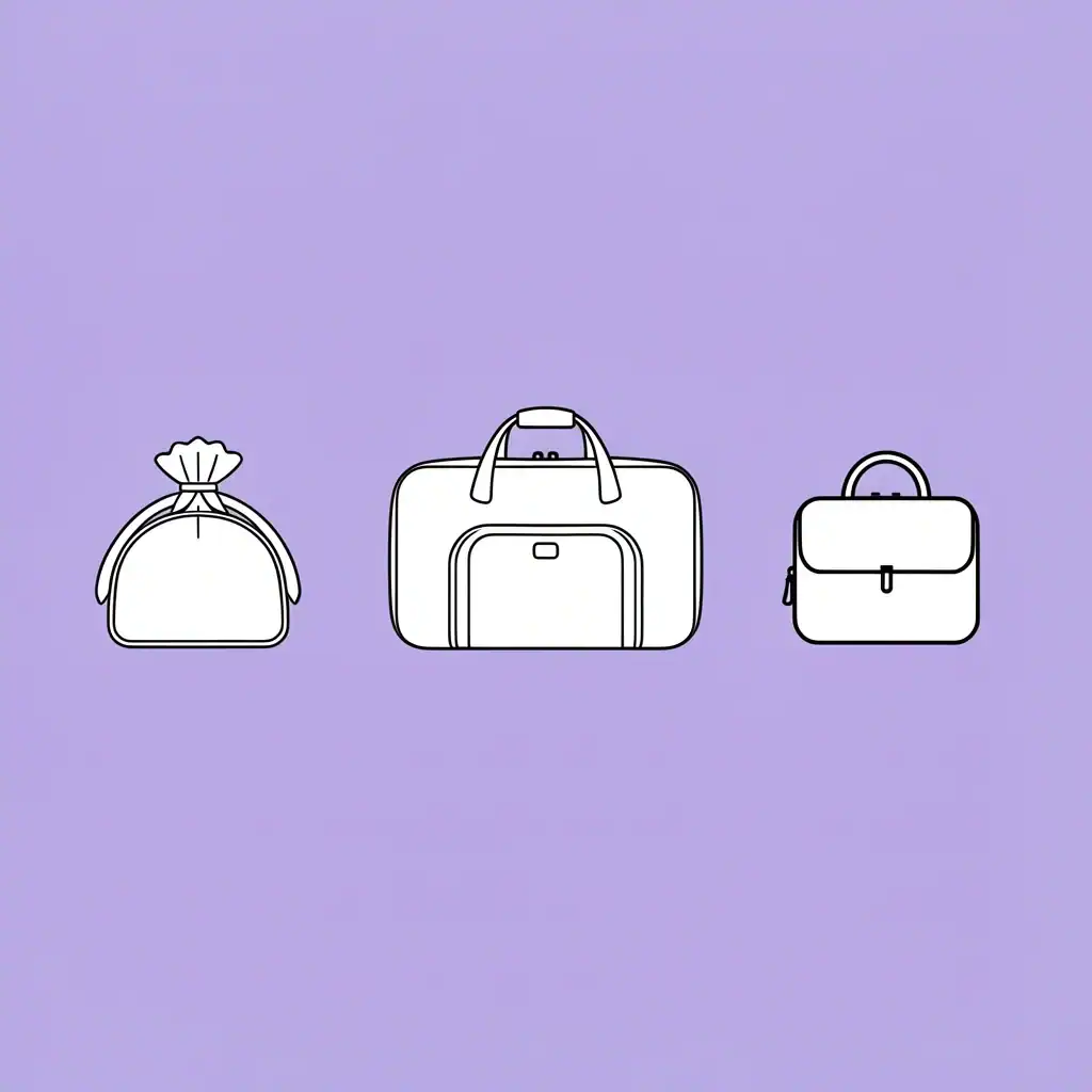Three organized bags for bridesmaid wedding day essentials