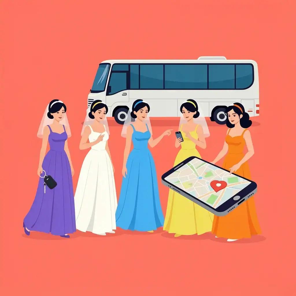 Bridesmaid Transportation Planning Bridesmaids planning transportation with a map and car keys