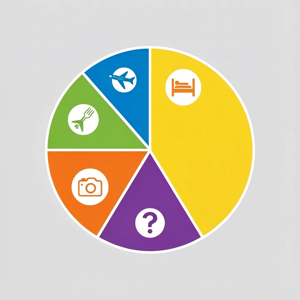 Budget Allocation Blueprint Pie chart with five budget categories flights lodging food activities buffer for a $2,000 anniversary trip