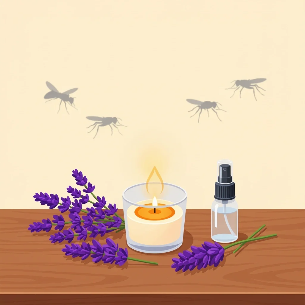 Garden Wedding Bug Strategy Citronella candle and lavender sprigs for bug control at garden wedding