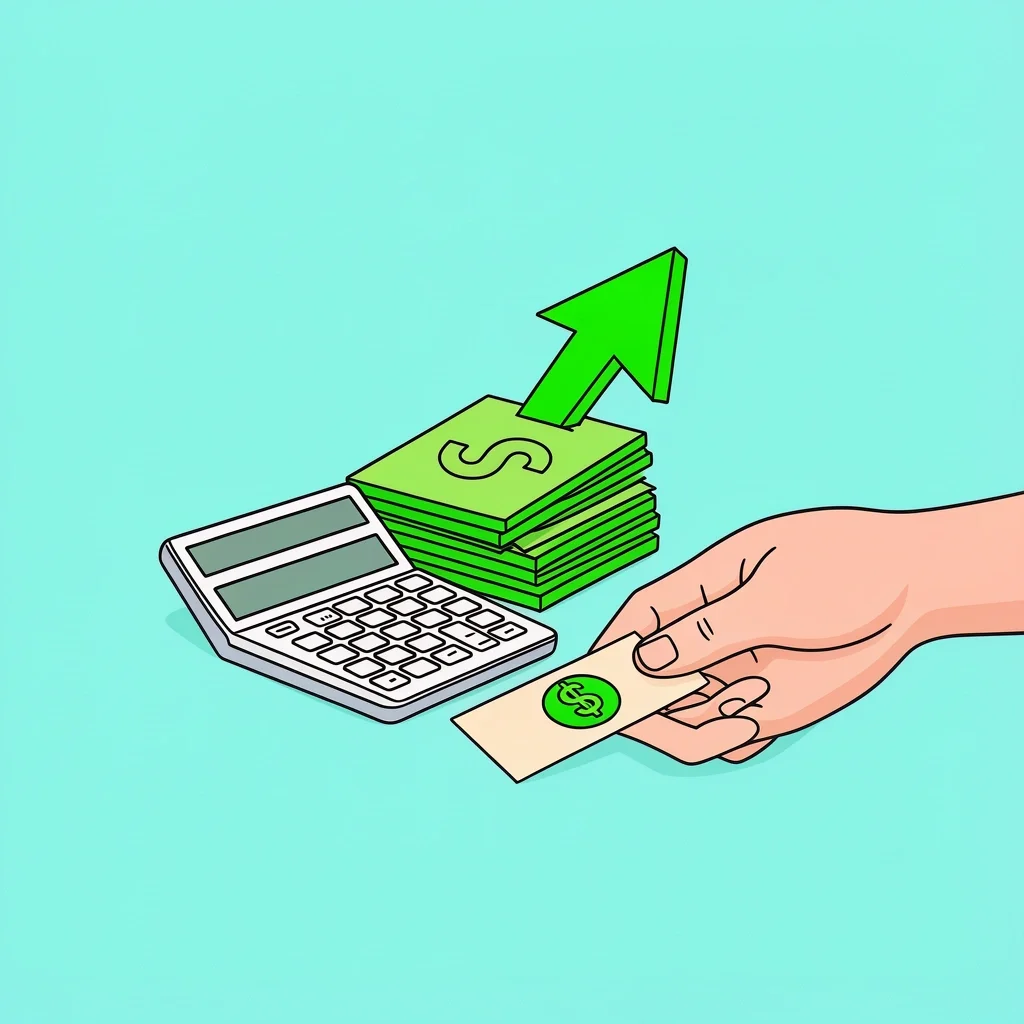 Cash Withdrawal for Wedding Tips Hand with cash, calculator, and envelope representing how much cash to withdraw for vendor tips