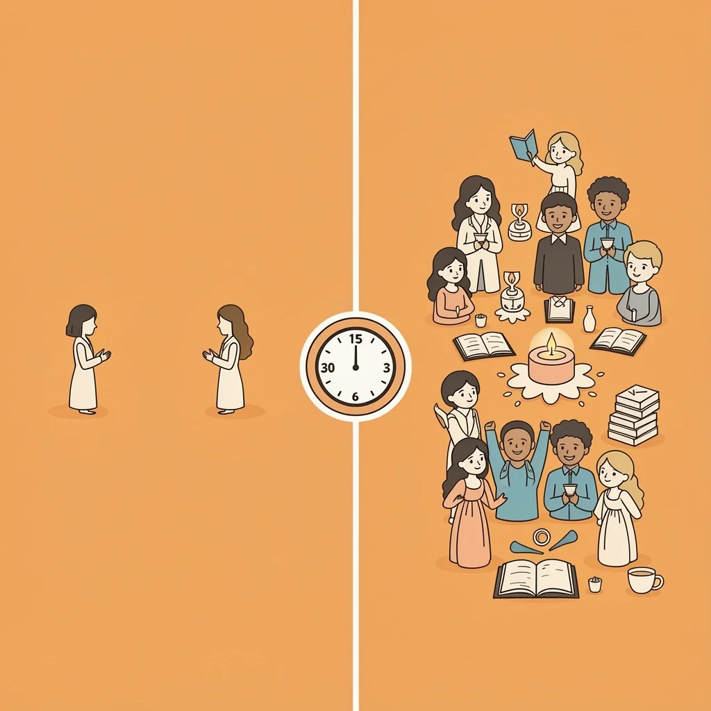 Comparison of short simple ceremony and longer customized ceremony with clock icon