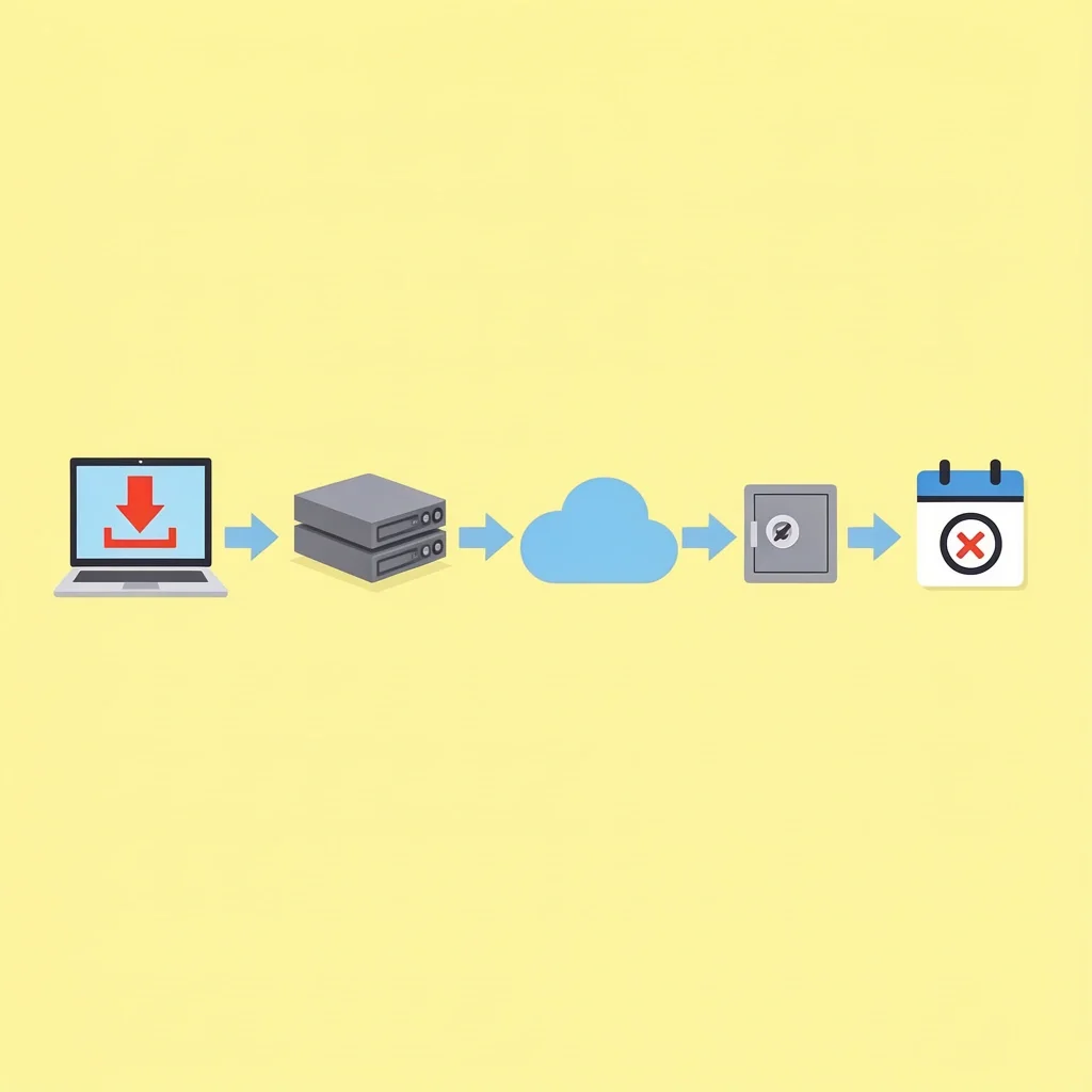 Backup Steps for Wedding Photos Visual path showing steps to backup wedding photos on hard drive, cloud, and safe