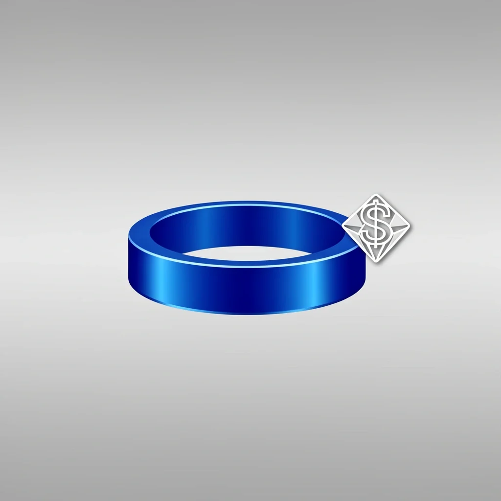 Cobalt Wedding Ring Value A shiny cobalt wedding band on a gray background with a diamond dollar icon.