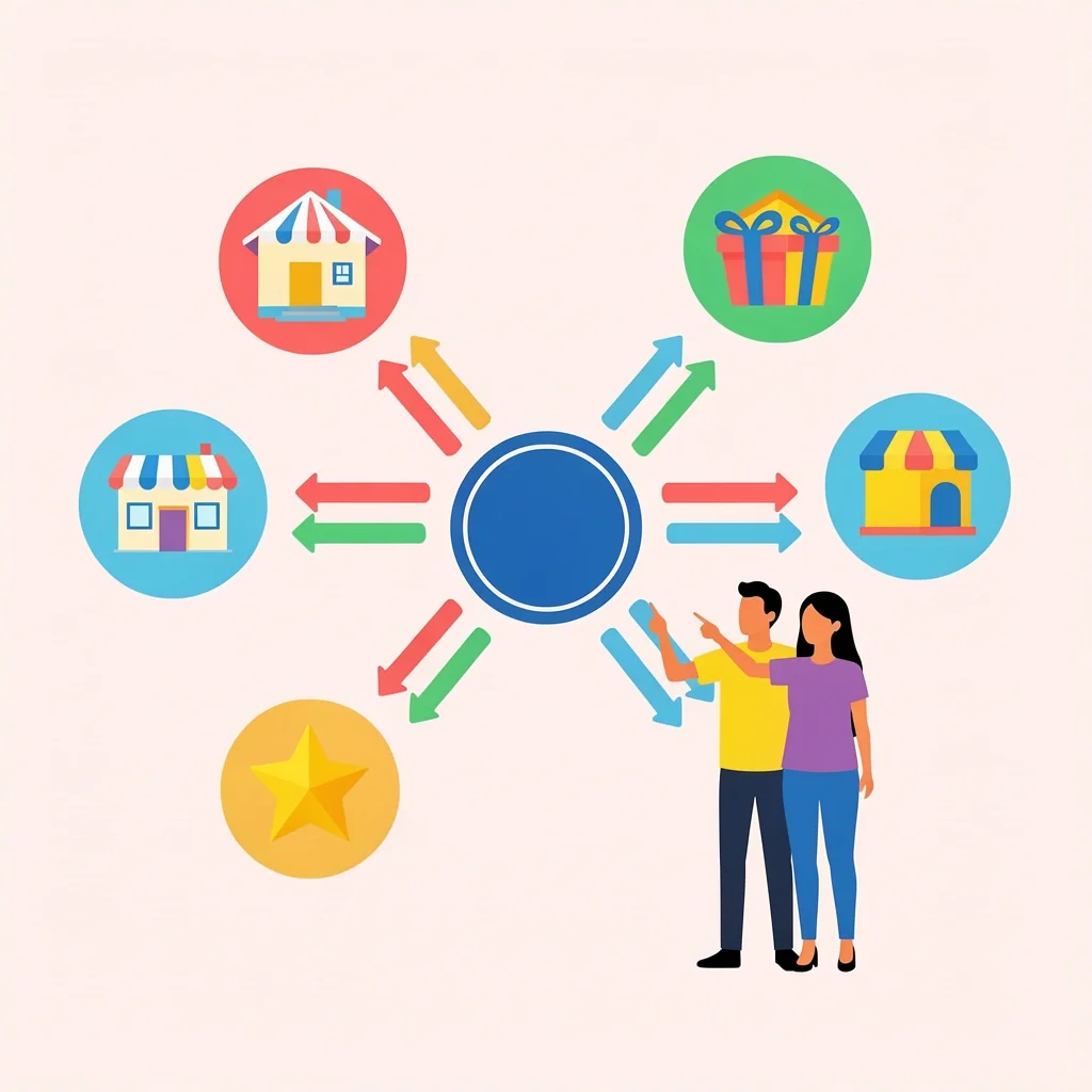 Illustration of combining multiple wedding registries into a central hub