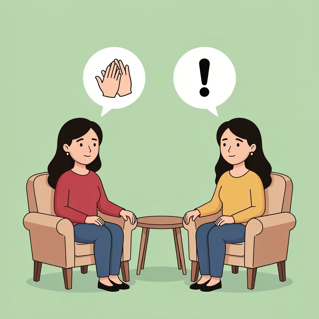 Couple in therapy illustrating common pitfalls: silence and blaming, with a neutral therapist