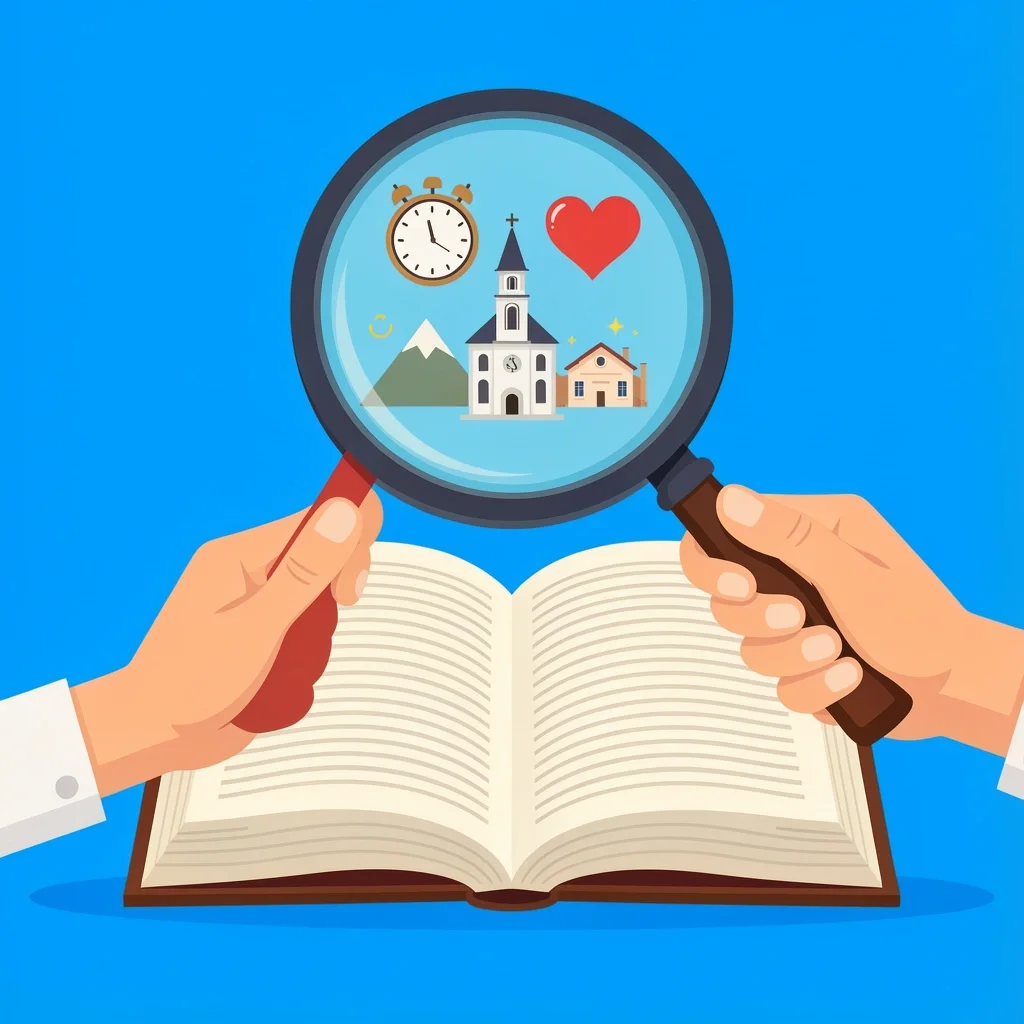 Couple using a magnifying glass to evaluate a devotional against their specific needs