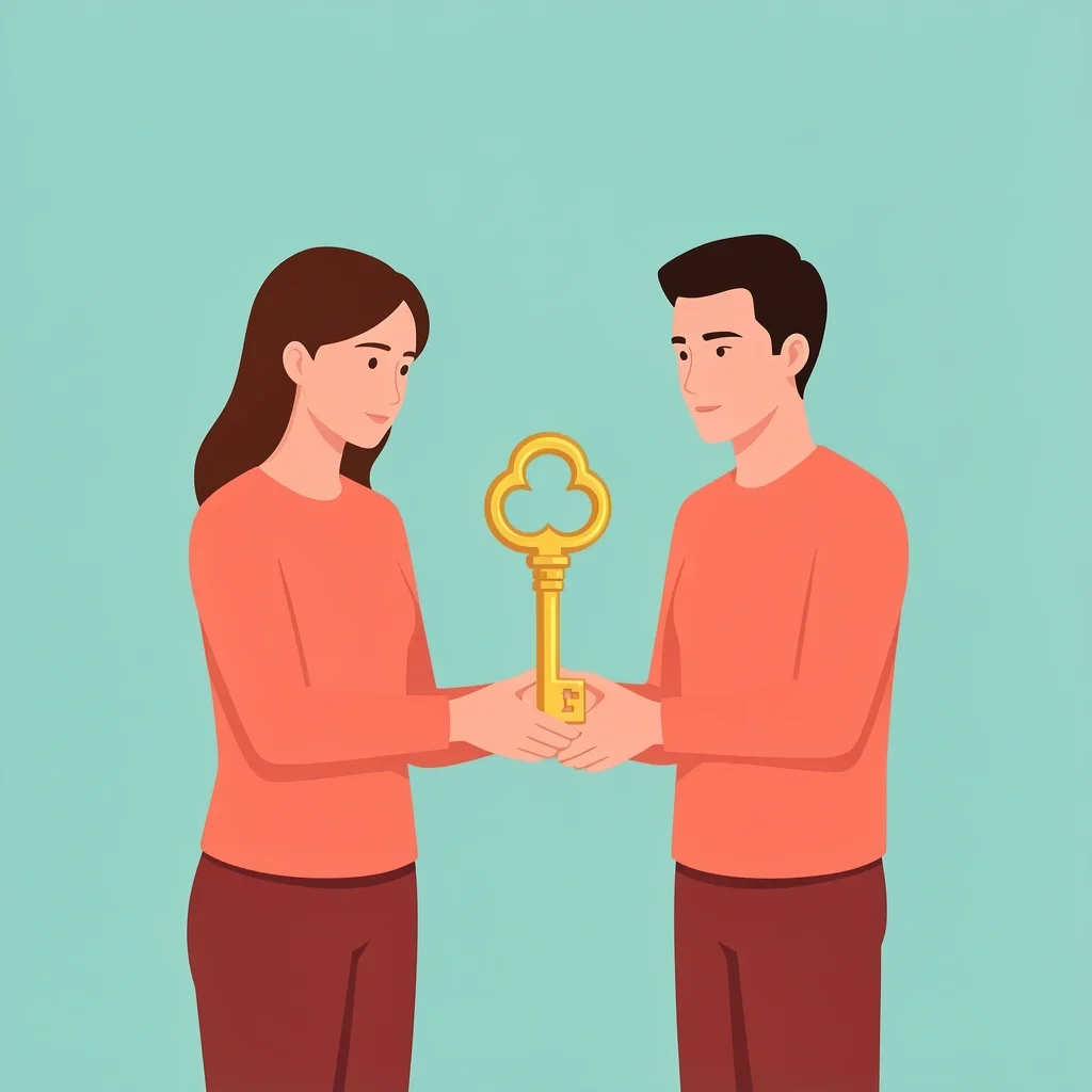 Couple holding a golden key together representing unlocking a better relationship through marriage counseling