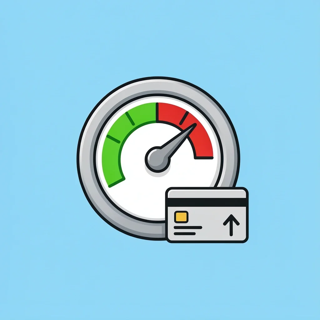 Credit Score and Cards Credit score gauge showing green zone with a credit card beside it, indicating positive impact if used wisely