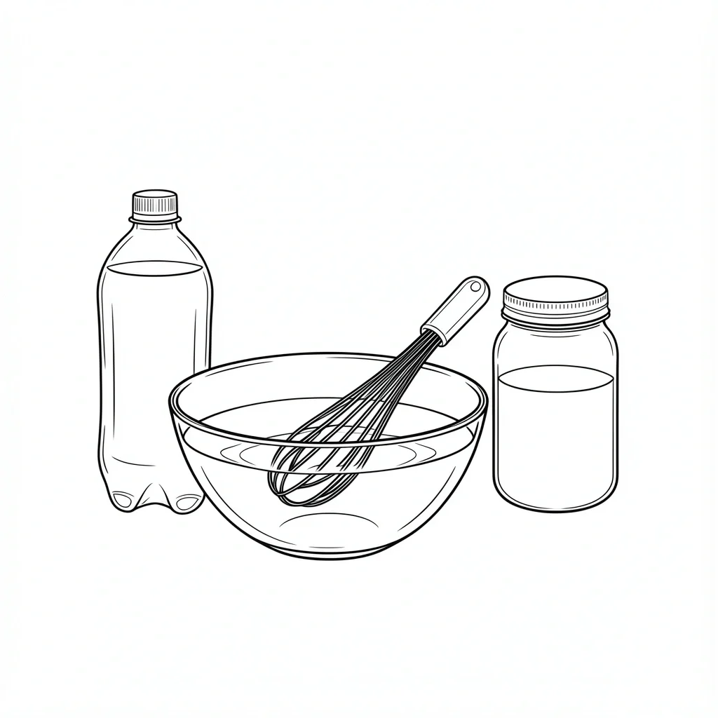 Ingredients for DIY non-staining wedding bubbles: water, dish soap, sugar in a mixing bowl