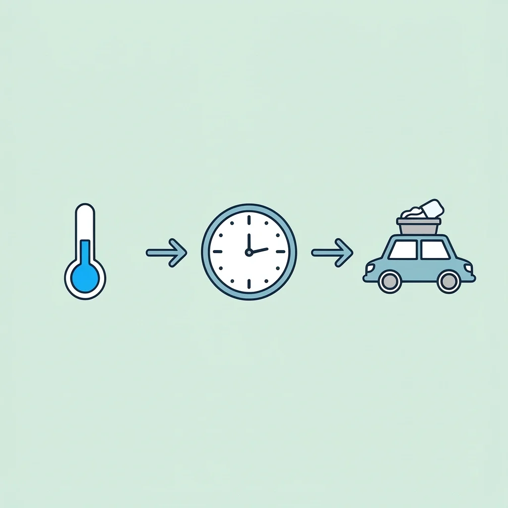 Three Rules for Self-Catering Three icons representing cold food, no last-minute assembly, and transportability for a successful DIY wedding menu