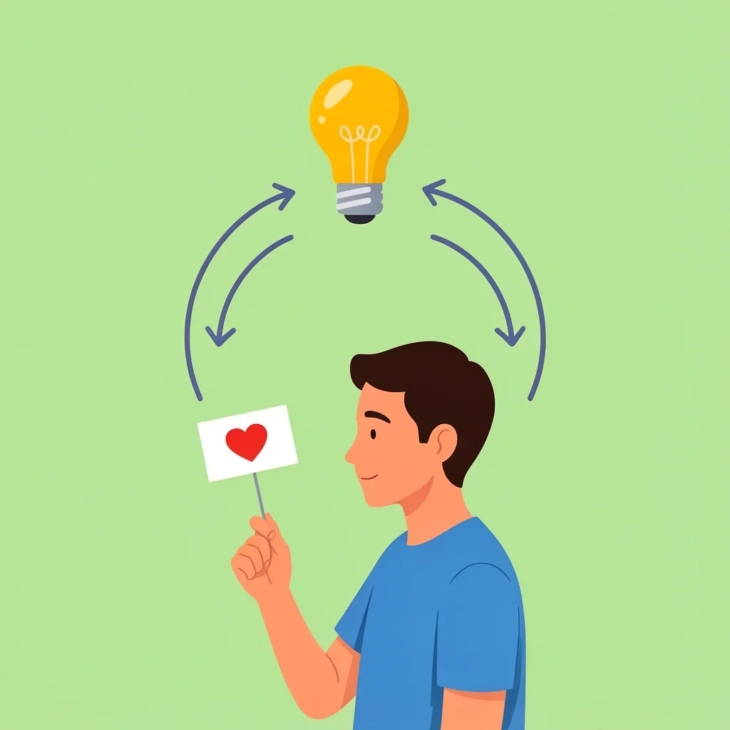 Elements of Powerful Prayer Person holding card with heart and light bulb symbols representing three elements of a powerful prayer