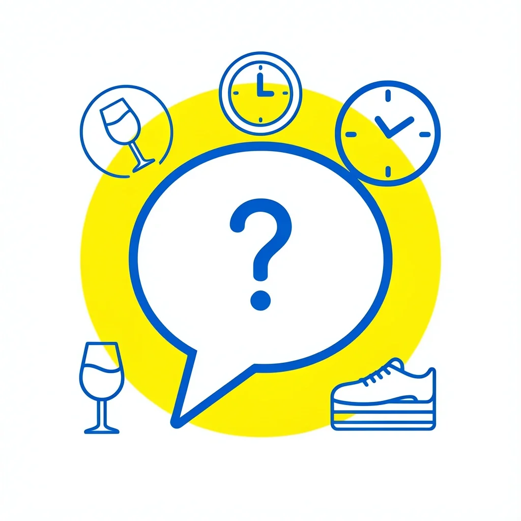 FAQs about Reception Length Speech bubble with question mark representing FAQs about wedding reception length, with related icons.