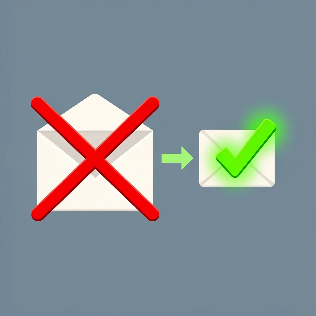 Broken email icon with X next to working email with checkmark and arrow