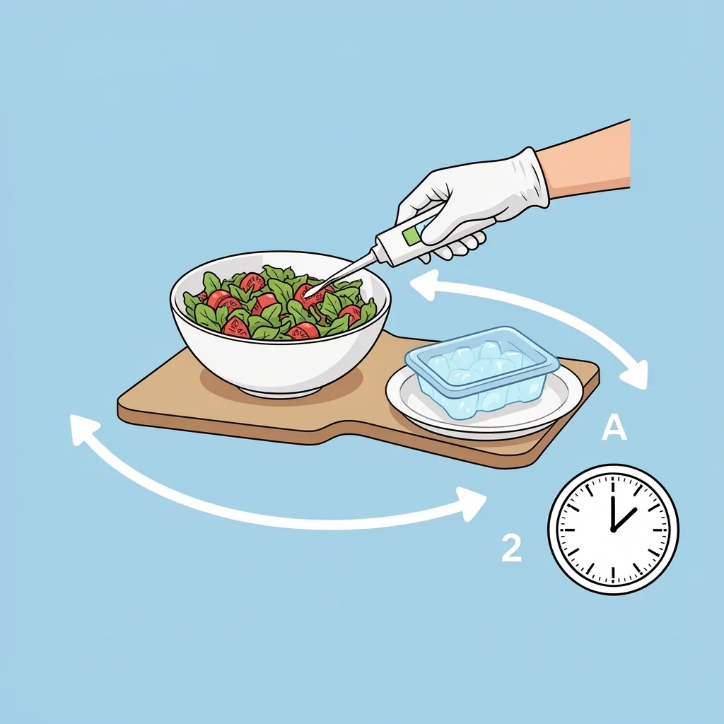 Wedding Food Safety Food safety icons: thermometer, ice pack, hand with glove, and two-hour clock for self-catered wedding