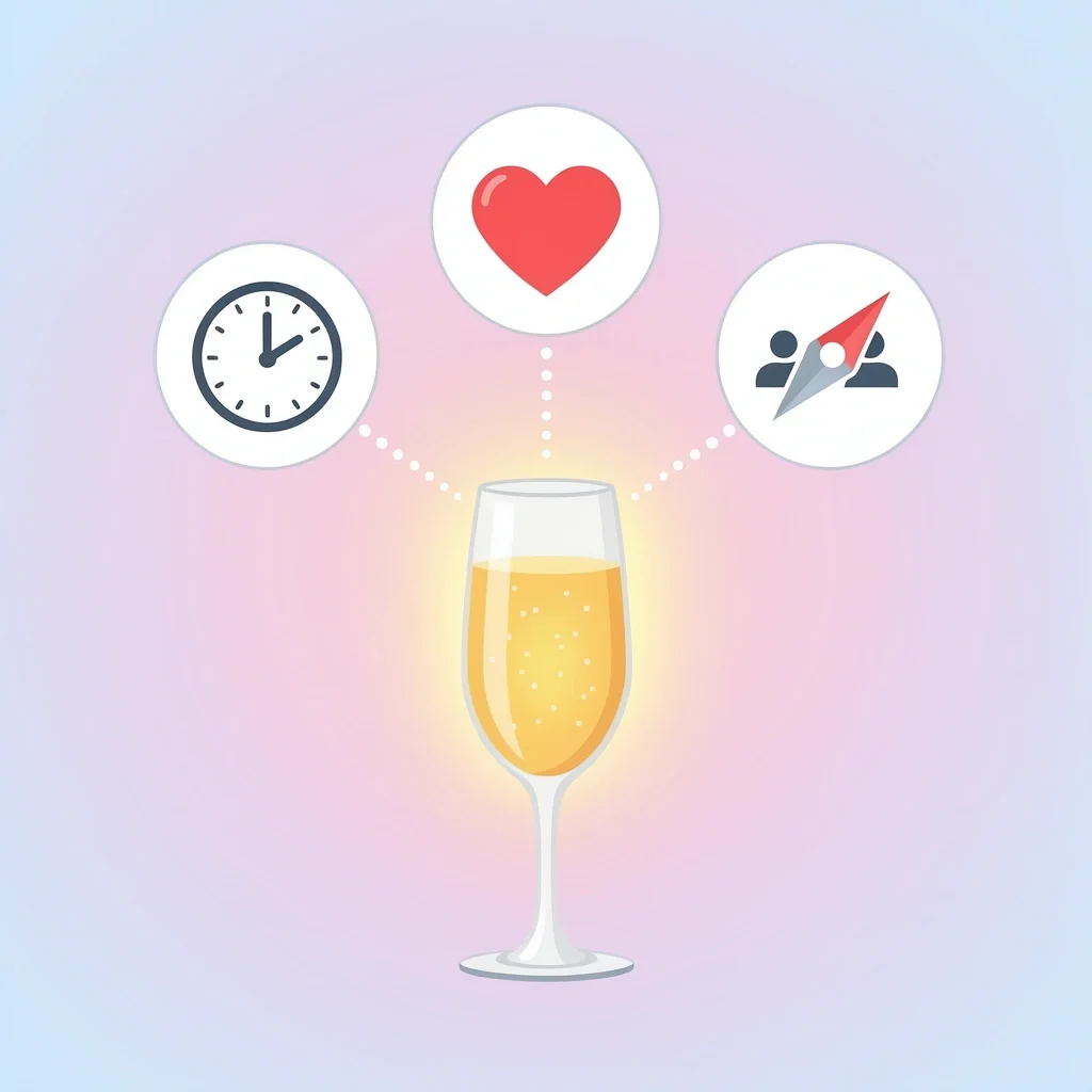 Four Pillars of a Perfect Wedding Toast Four icons representing a short, personal, inclusive, and forward-looking wedding toast