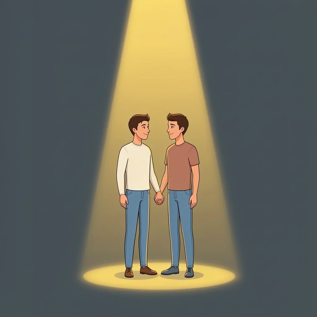 Divine Intervention in Marriage A couple standing in a spotlight of golden light, looking at each other with smiles, representing God's special intervention in marriage.