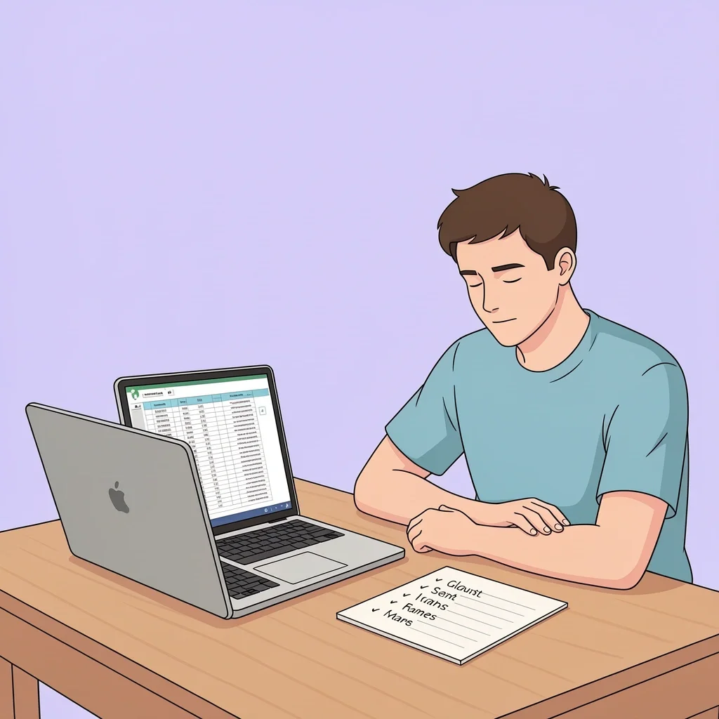 Person feeling relieved while comparing a messy large guest list to a small handwritten intimate list