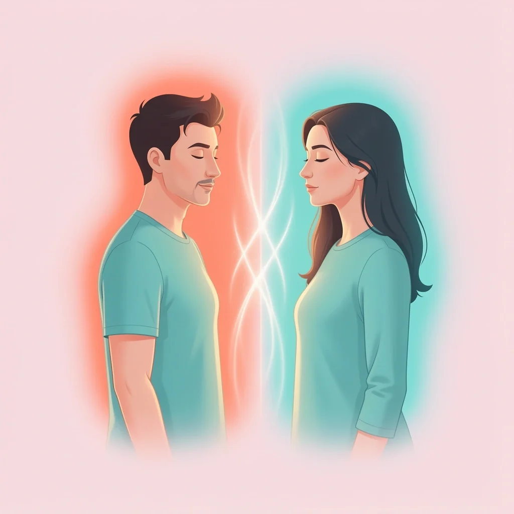 Illustration of a couple standing with a glowing boundary line connecting them, symbolizing healthy marriage boundaries for connection and autonomy.