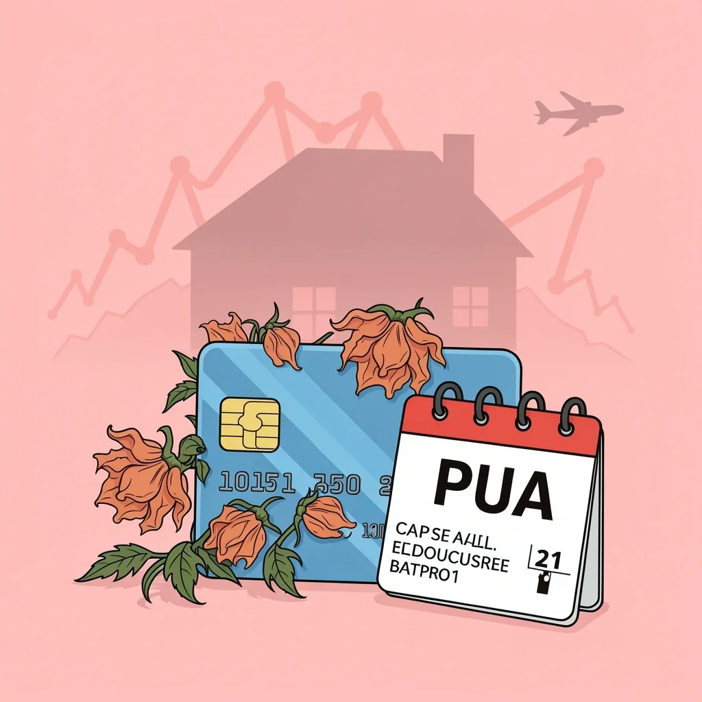 Credit card with wilting flowers symbolizing wedding debt and lost future opportunities.