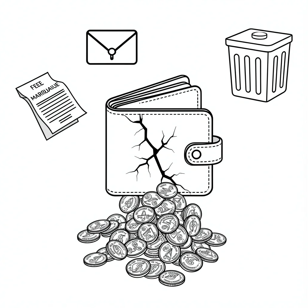 Hidden wedding costs like service charges, postage, marriage license, and cleanup fees