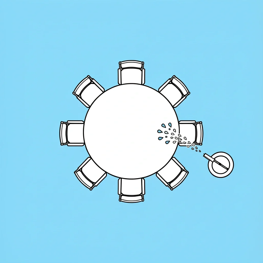 Irrigation Risk in Garden Weddings Garden wedding table near sprinkler head with water droplets