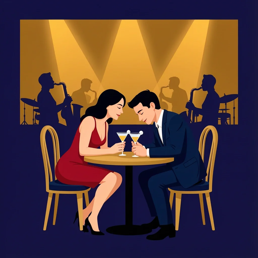 Late Night Jazz Date Couple enjoying live jazz and cocktails at Green Lady Lounge in Kansas City late at night