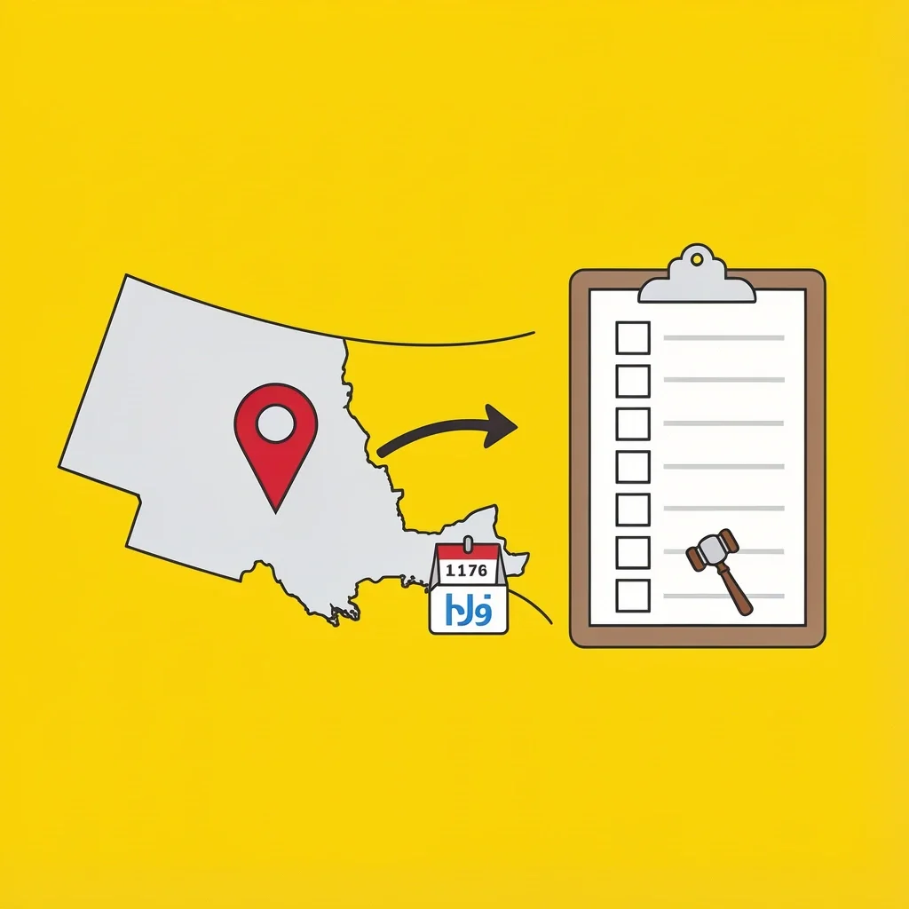Avoiding Legal Pitfalls with Wedding Officiant A state map with pin and clipboard checklist highlighting legal requirements for officiant
