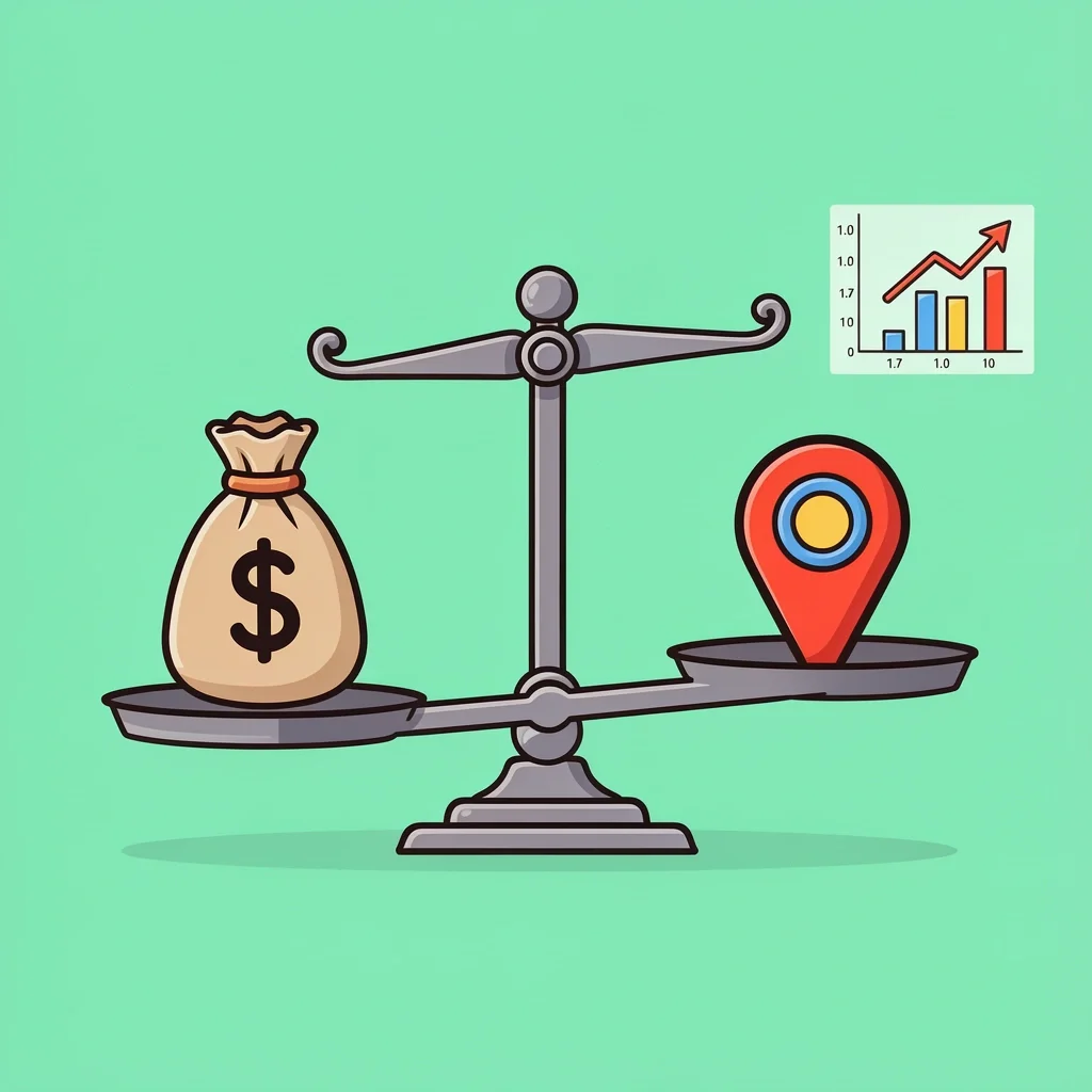 Balance scale comparing cash and points for wedding hotel stays, showing value per point