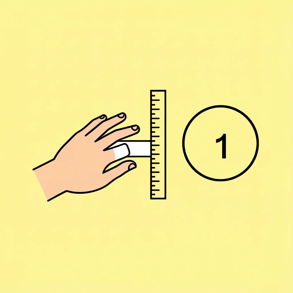 How to Measure Ring Size Steps showing paper strip around finger, ruler measurement, and numbered ring size icon.