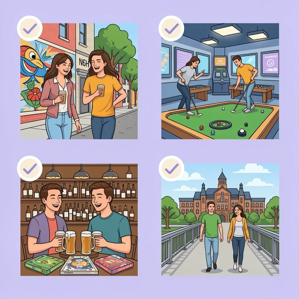Four first date ideas in Minneapolis: coffee walk, arcade mini golf, brewery flight, Stone Arch Bridge walk