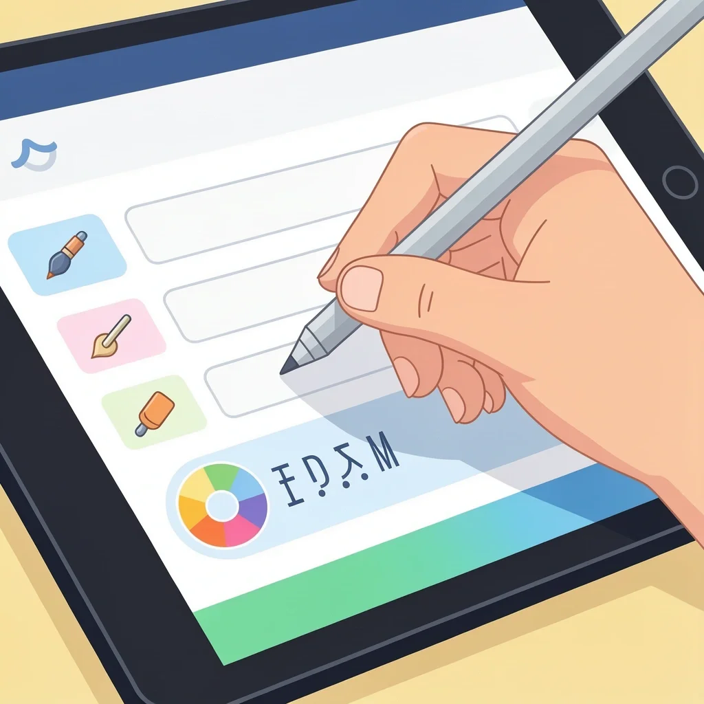 Minted Customization Editor Hand customizing a wedding invitation on a tablet with editing tools