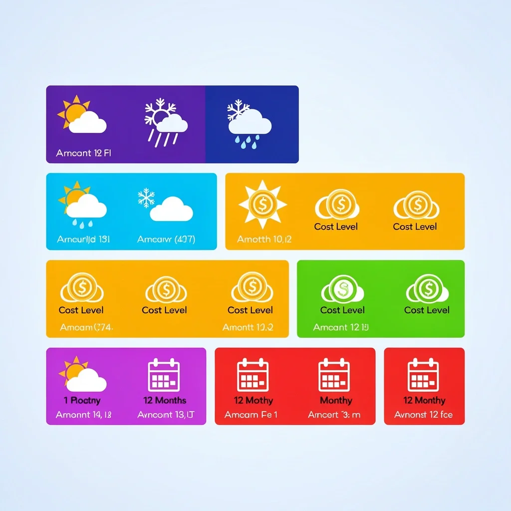 Monthly Wedding Comparison Infographic of 12 months with weather, cost, and availability icons for wedding planning