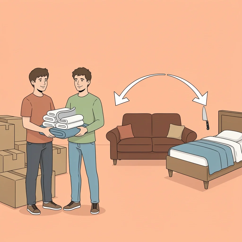 First-Time Cohabitation Registry Needs Couple moving in together for the first time with registry essentials like towels and chef's knife