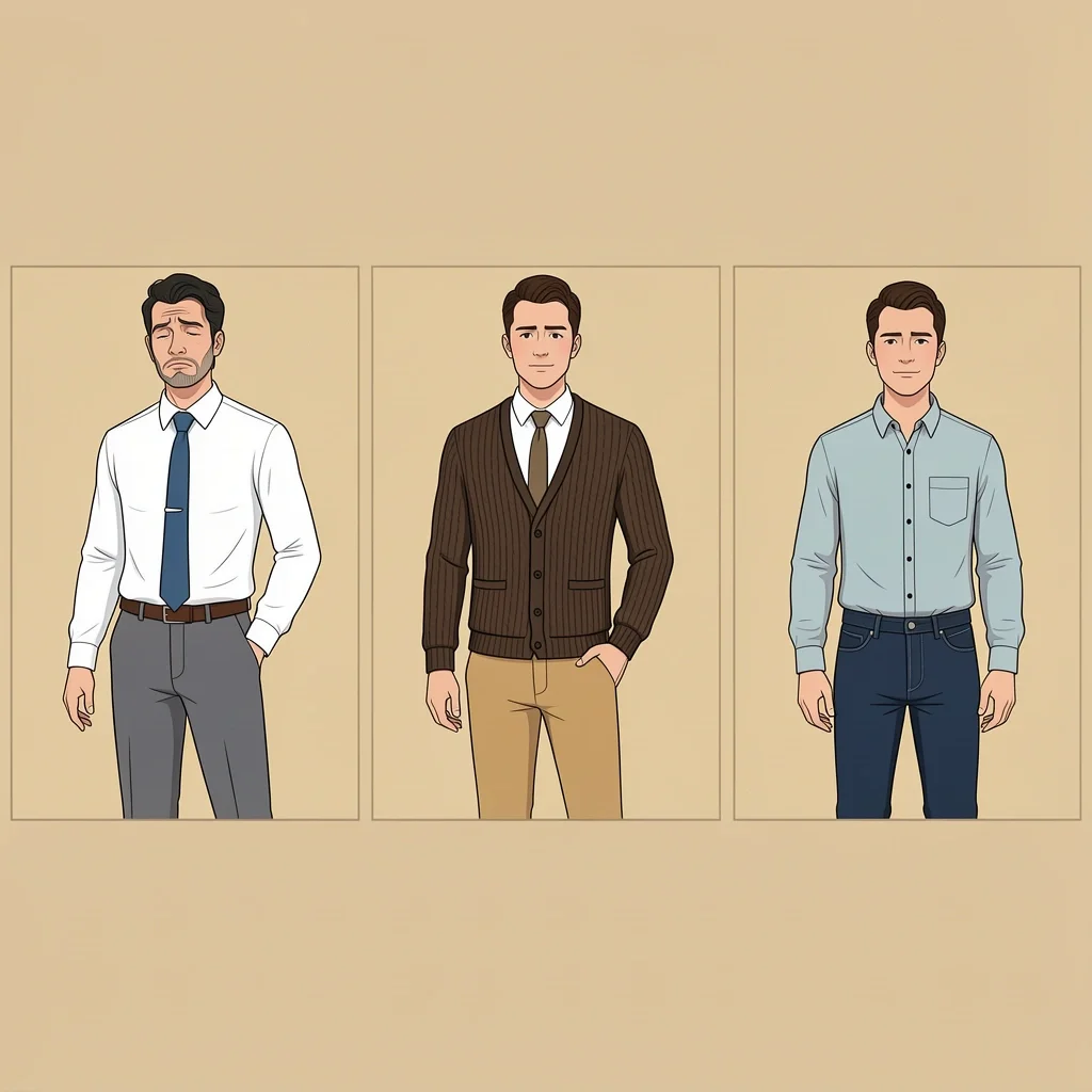 Three panels illustrating myths and realities of wearing no blazer to a wedding