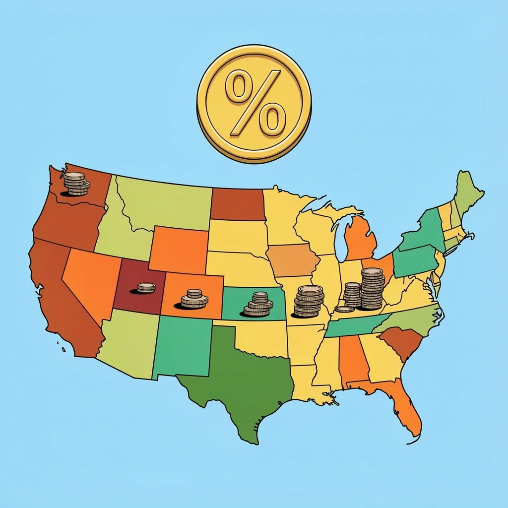 Stylized US map with colored regions and coin stacks representing regional rehearsal dinner cost variations.