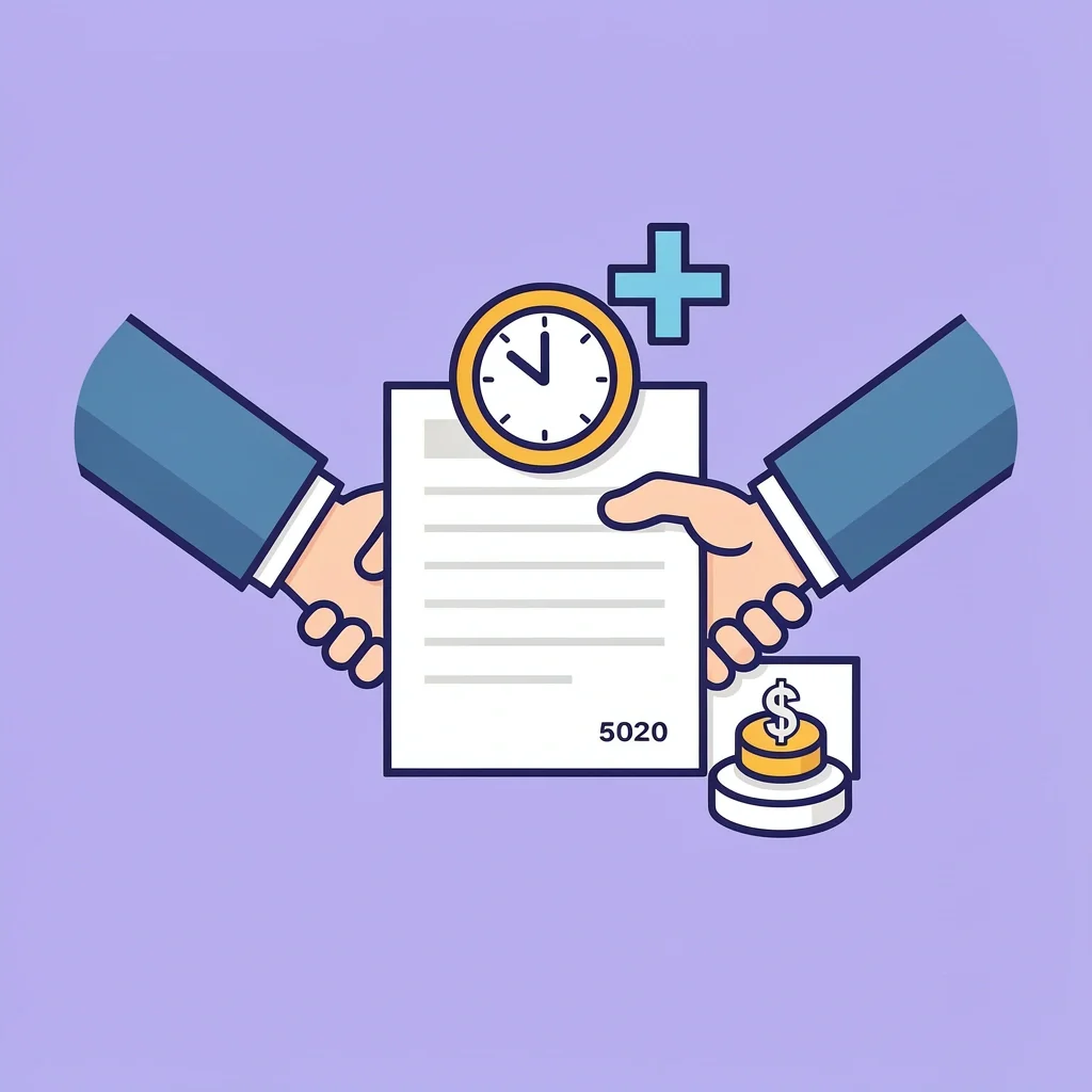 Negotiate Storage Terms in Contract Handshake over contract with clock and coin icons for storage extension