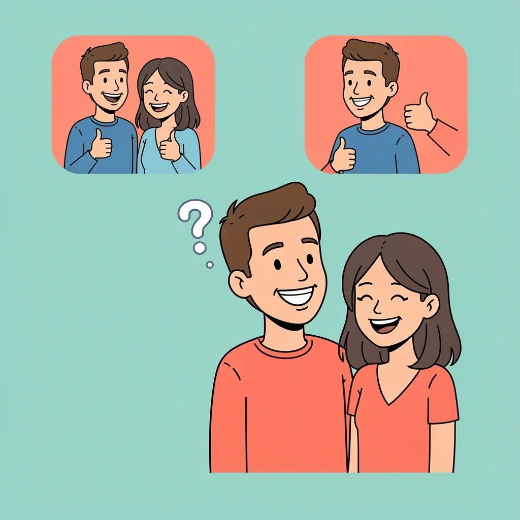 Story Selection Test for Toasts Illustration of a question mark thought bubble symbolizing the test to choose a wedding toast story that makes the couple look good