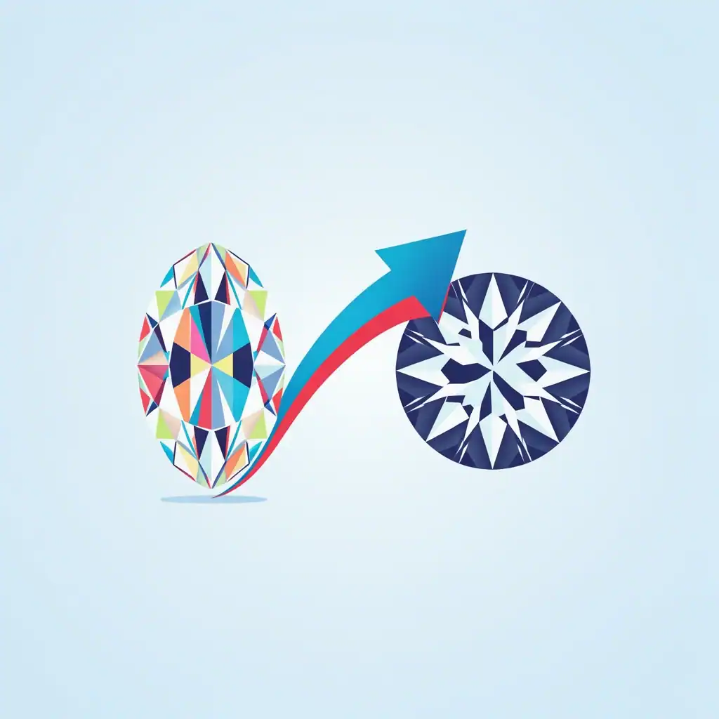 Oval vs Round Diamond Shape Comparison Comparison of oval cut diamond and round diamond silhouettes with arrow showing elongation