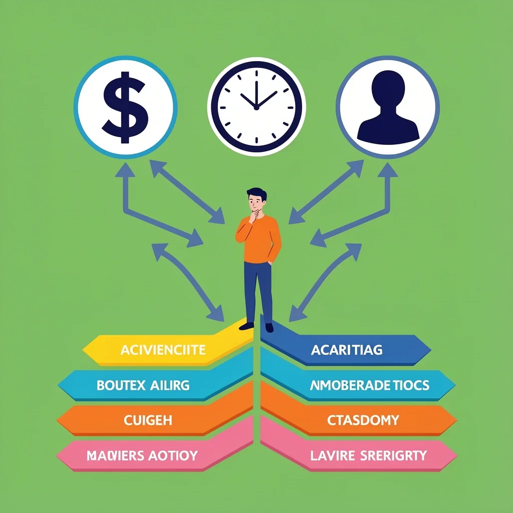 How to Choose a Date Idea Infographic A person deciding between budget, time, and personality icons with branching paths to date categories