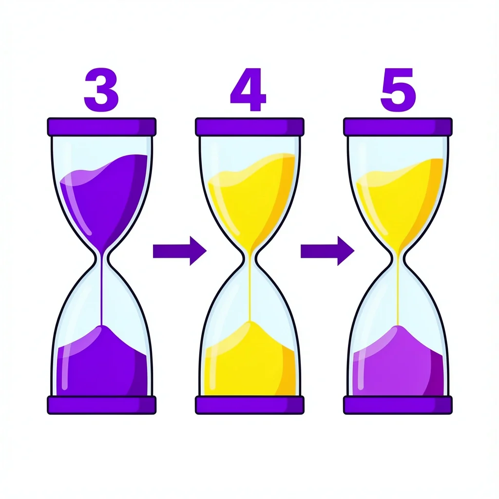Reception Length Comparison Comparison of 3-hour, 4-hour, and 5-hour wedding reception timelines shown as hourglasses with colored segments.