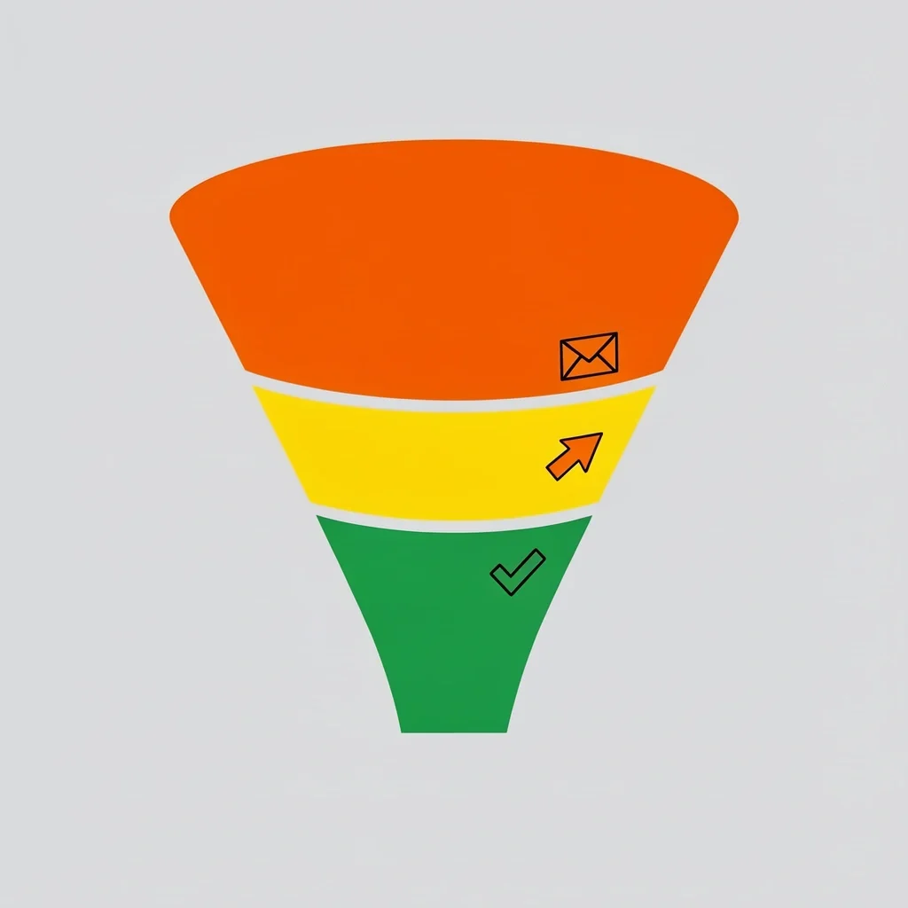 Funnel with three segments and icons for RSVP steps
