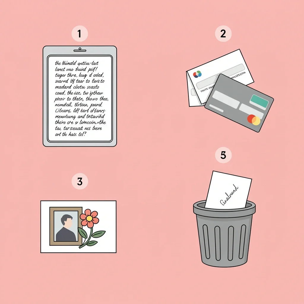 Four step-by-step vignettes showing how to treat standard cards, cards with inserts, memorial cards, and generic cards