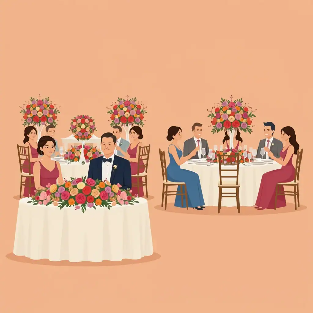 Sweetheart Table for Asymmetrical Party Sweetheart table seating arrangement for asymmetrical wedding party