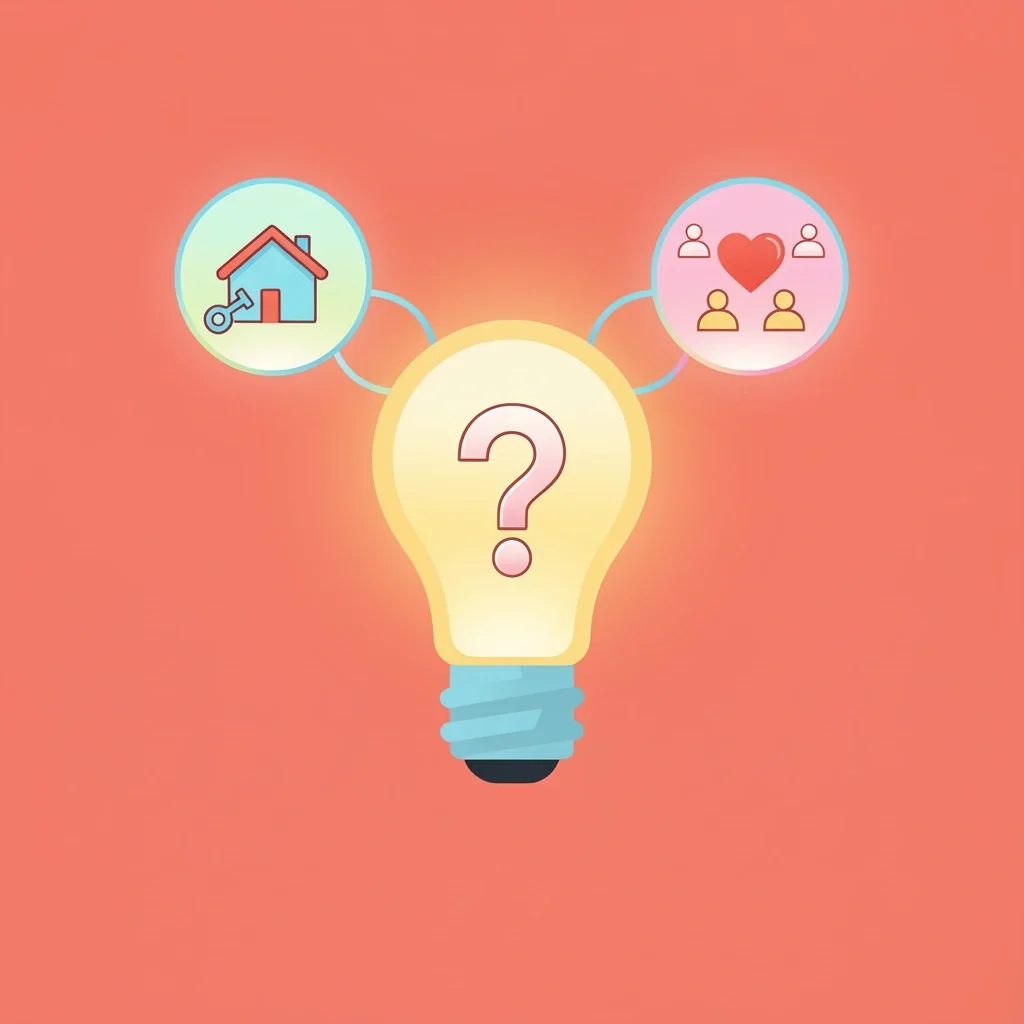 Three Questions for Wedding Gift Decision Vector illustration of a light bulb with a question mark surrounded by icons for life stage, love language, and relationship tier