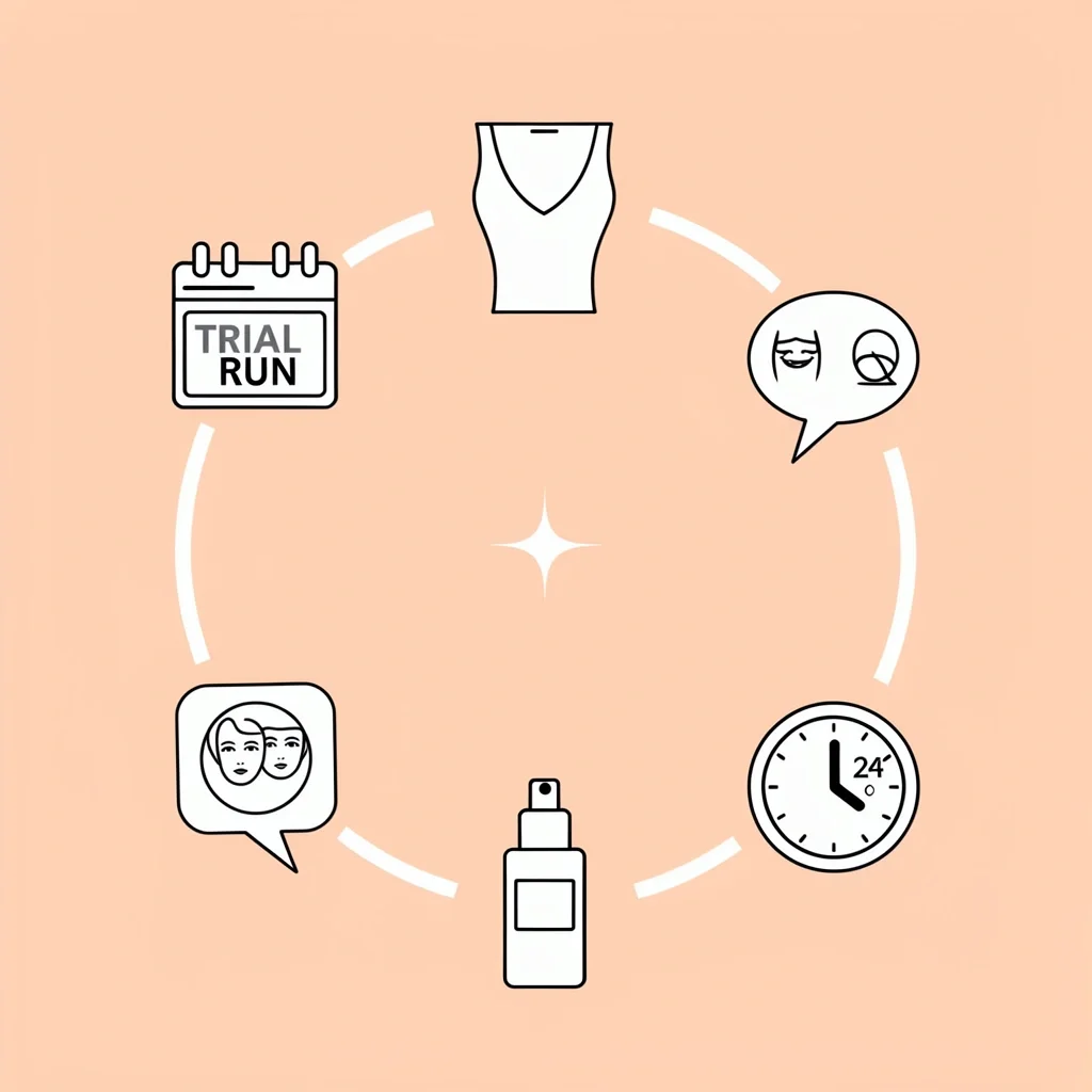 Visual tips for a great Ulta bridal makeup experience including trial, dress reference, and touch-ups