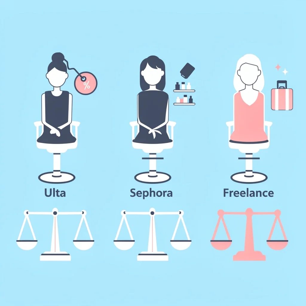 Side-by-side comparison of Ulta, Sephora, and freelance makeup artist options for bridal